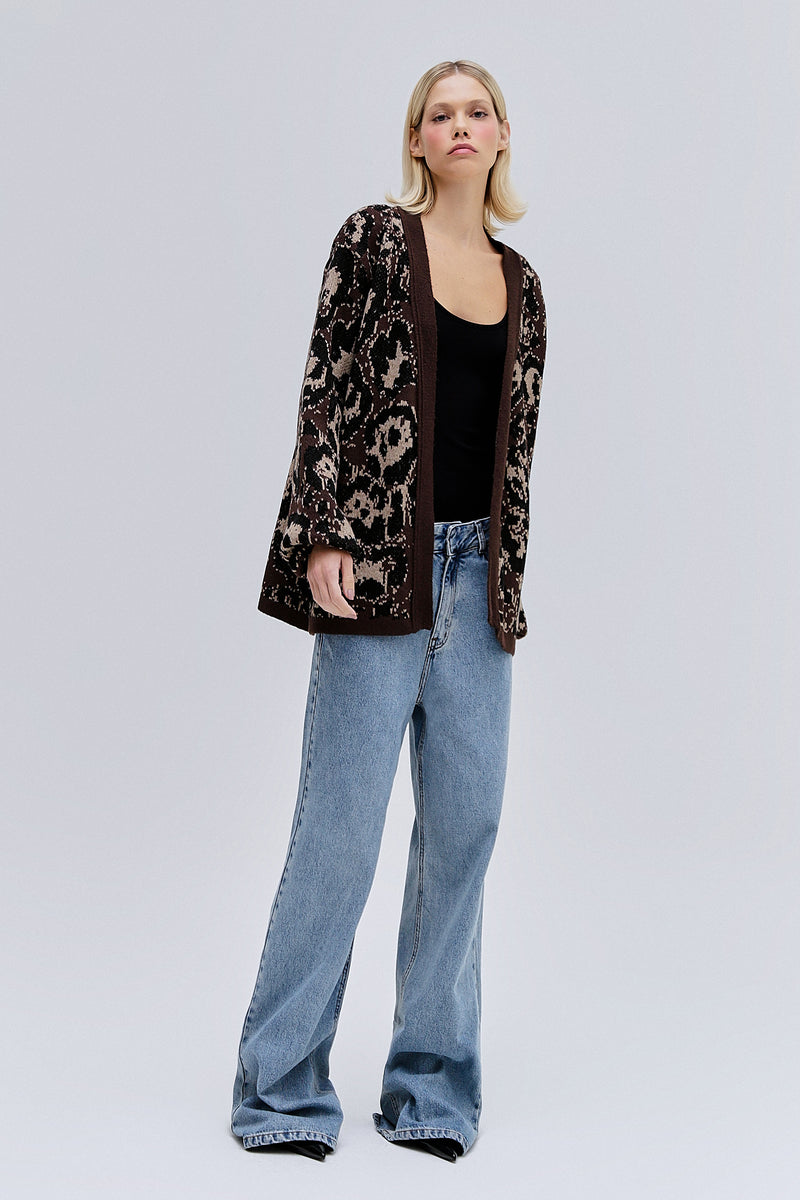 CARDIGAN TRICOT ONÇA MARROM (8365194739939)