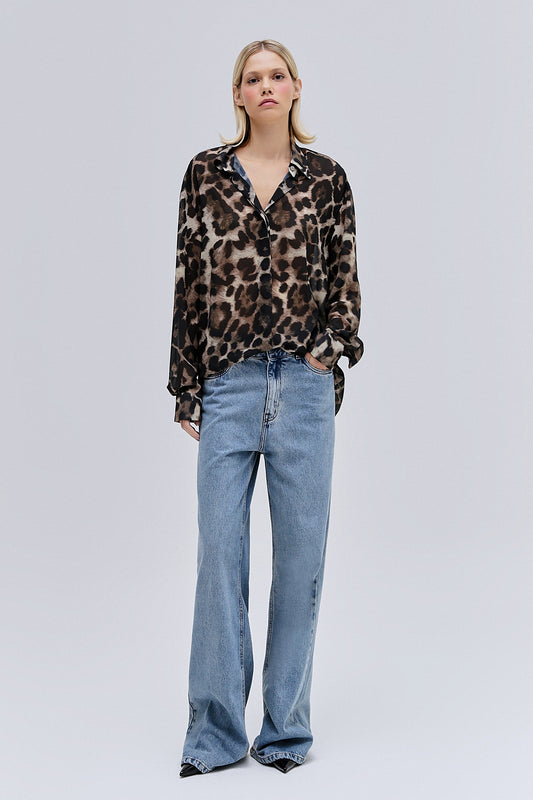 CAMISA GEORGETE  ESTAMPA ONÇA (8362858741987)