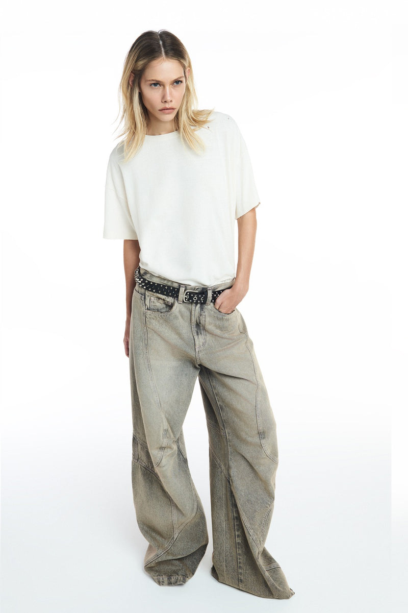 CALÇA JEANS CINZA RECORTES (8811319656675)