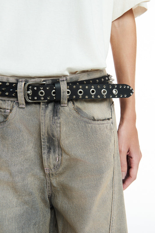 CINTO COURO PRETO SPIKES (8811306909923)