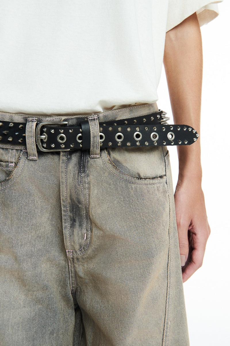 CINTO COURO PRETO SPIKES (8811306909923)