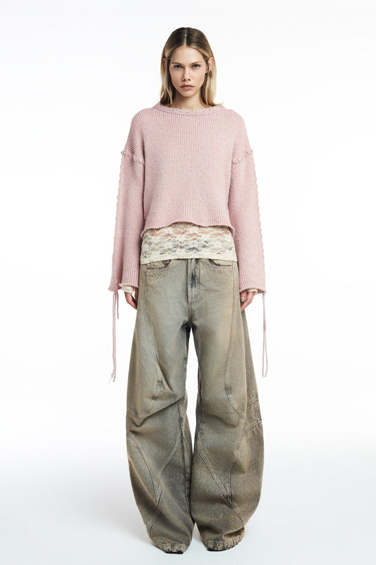 TRICOT DETALHES AMARRAÇÕES ROSA MESCLADO (8809478455523)