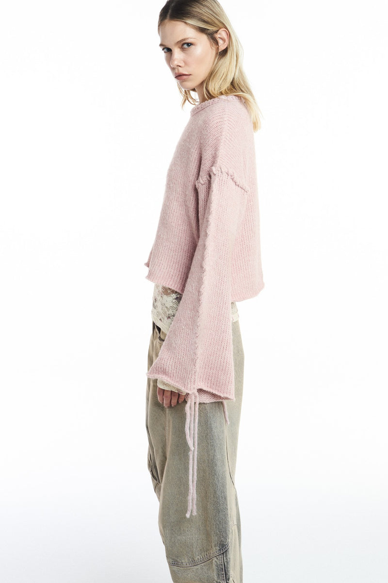 TRICOT DETALHES AMARRAÇÕES ROSA MESCLADO (8809478455523)