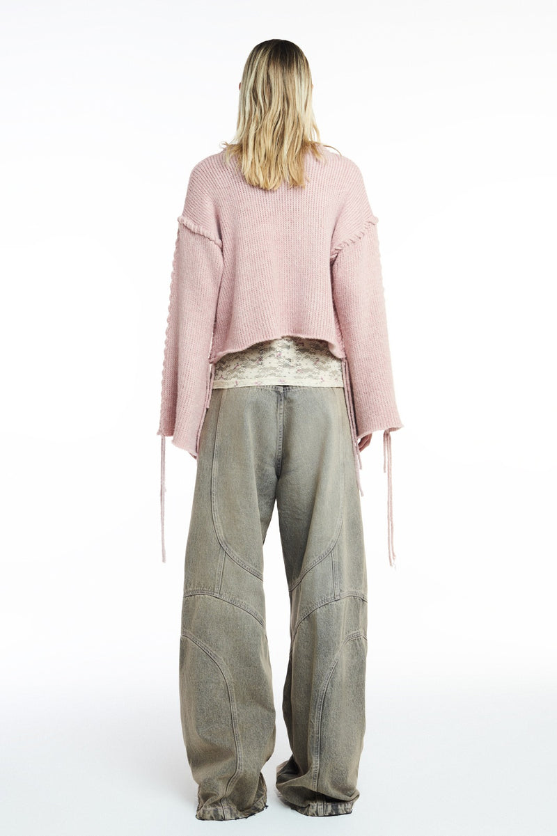 TRICOT DETALHES AMARRAÇÕES ROSA MESCLADO (8809478455523)