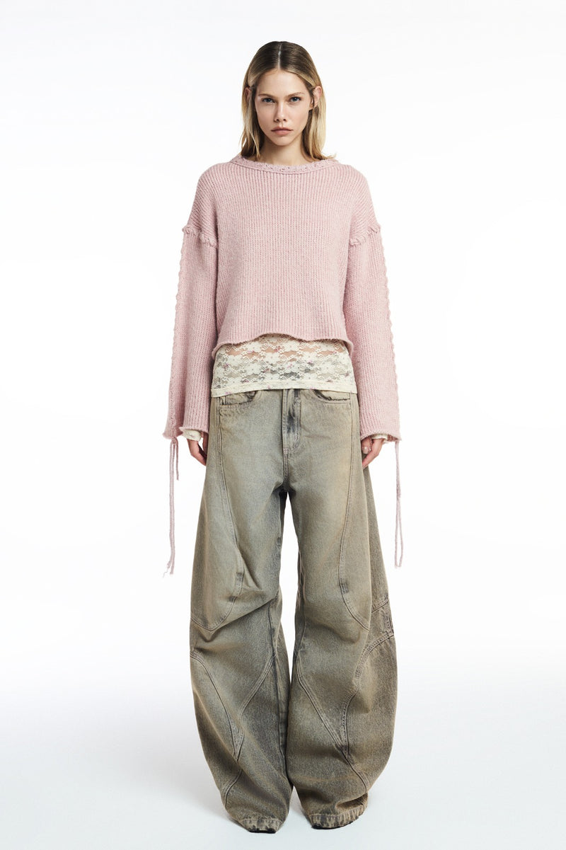 TRICOT DETALHES AMARRAÇÕES ROSA MESCLADO (8809478455523)
