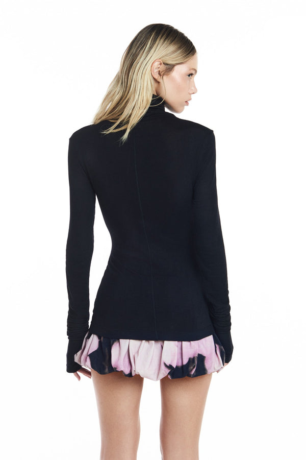 BLUSA MANGA LONGA GOLA ALTA MALHA PRETA (8950206922979)