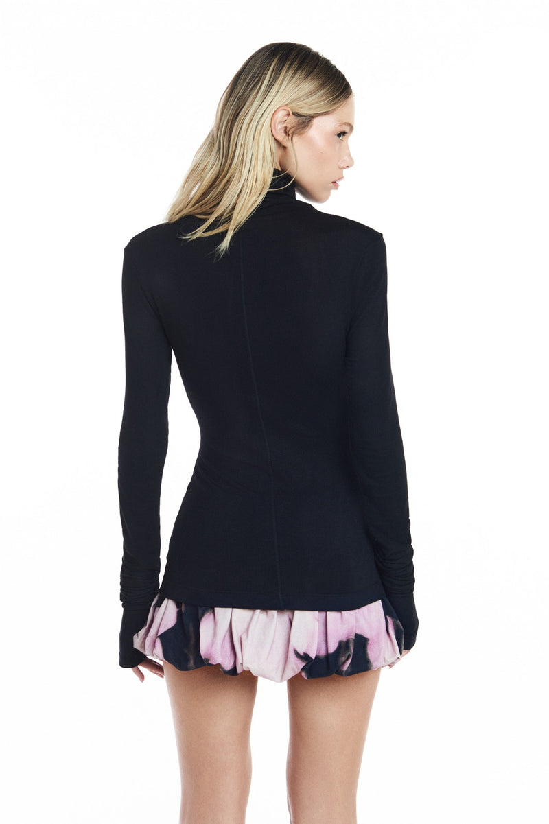 BLUSA MANGA LONGA GOLA ALTA MALHA PRETA (8950206922979)