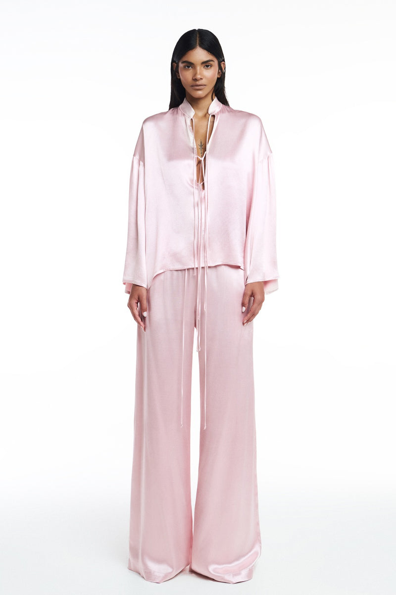 CALÇA CÓS ELÁSTICO CETIM ROSA (8809477013731)