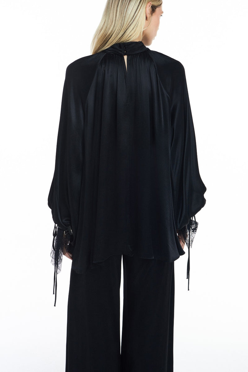 CALÇA CÓS ELÁSTICO CETIM PRETO (8809476980963)
