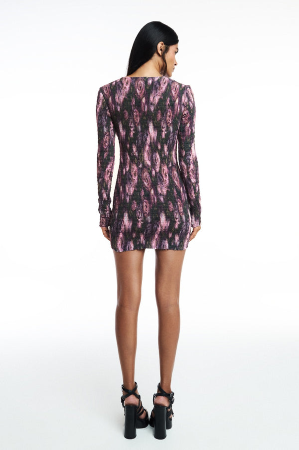VESTIDO CURTO MANGA LONGA TOTAL LASTEX GGT FLORAL (8809478619363)