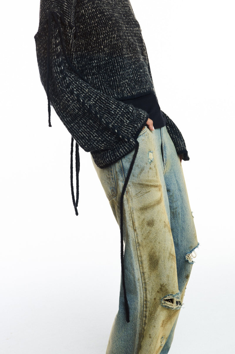 TRICOT DETALHES AMARRAÇÕES PRETO MESCLADO (8809478389987)