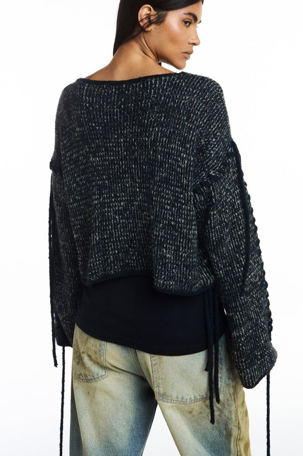 TRICOT DETALHES AMARRAÇÕES PRETO MESCLADO (8809478389987)