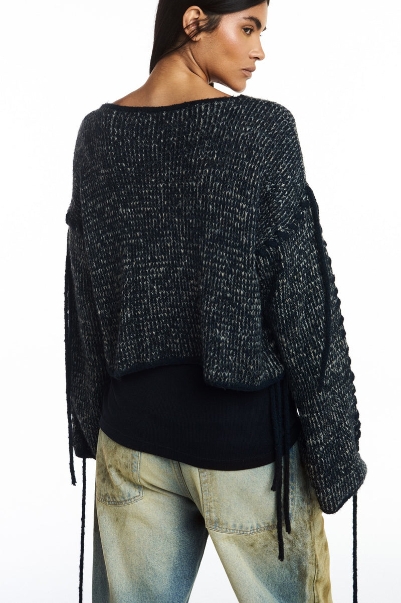 TRICOT DETALHES AMARRAÇÕES PRETO MESCLADO (8809478389987)