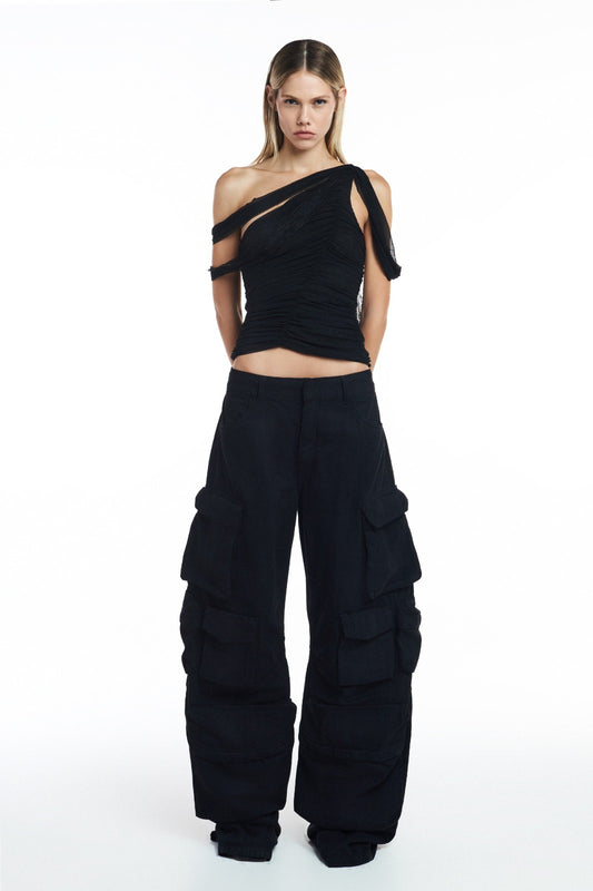 CALÇA CARGO 12 BOLSOS SARJA PRETA (8811319591139)