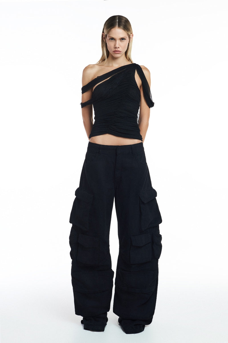 CALÇA CARGO 12 BOLSOS SARJA PRETA (8811319591139)