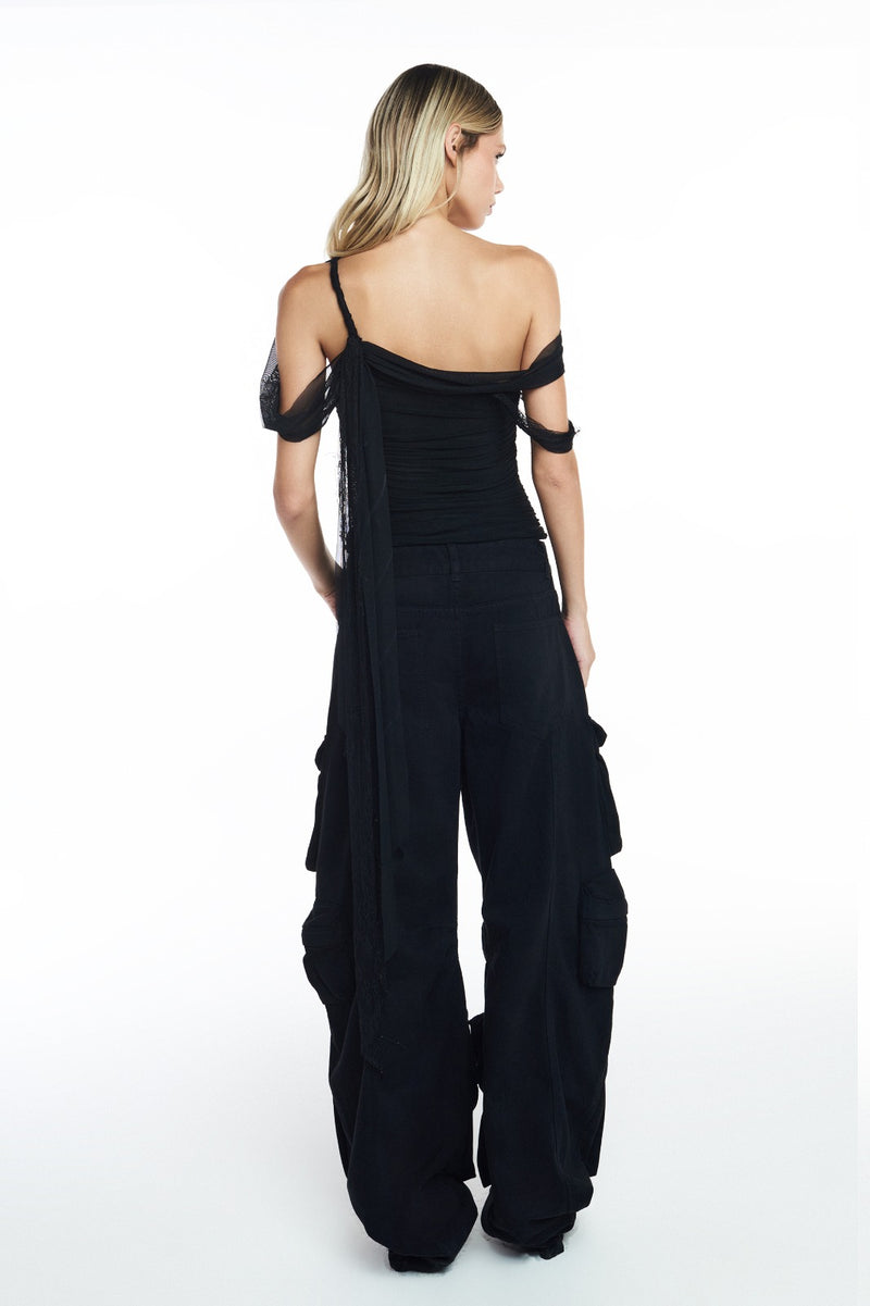 CALÇA CARGO 12 BOLSOS SARJA PRETA (8811319591139)