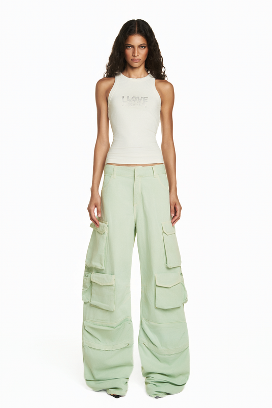 CALÇA CARGO MÚLTIPLOS BOLSOS SARJA VERDE