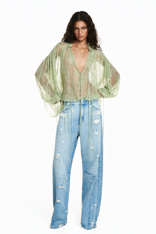 CALÇA JEANS BAGGY DESTROYED