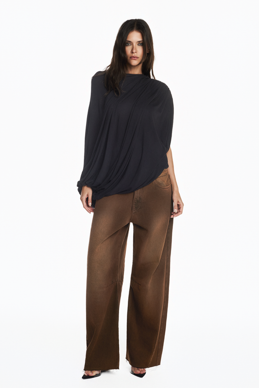 CALÇA JEANS MARROM BAGGY