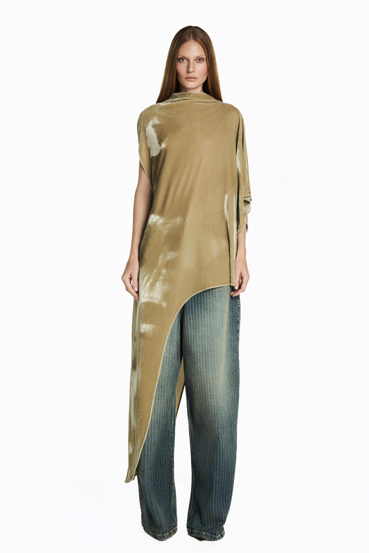 BLUSA KAFTAN ASSIMÉTRICA VELUDO VERDE