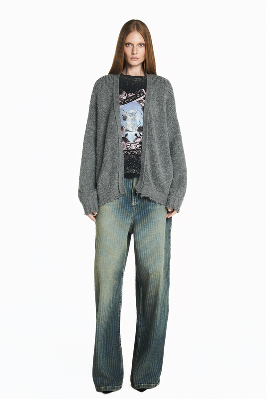 CARDIGAN TRICOT CINZA