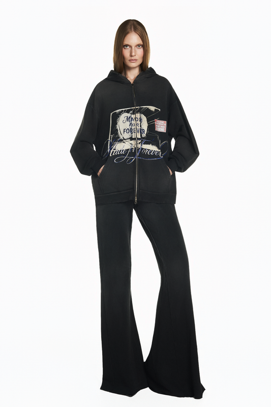CALÇA FLARE DE MOLETOM PRETO
