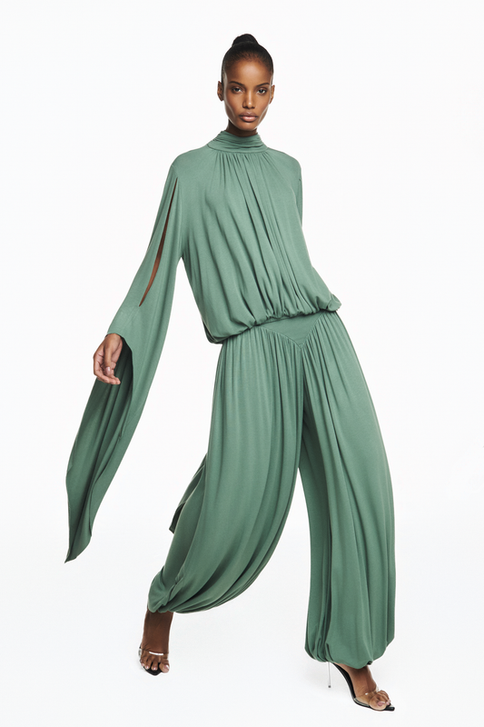 CALÇA PALA V ELÁSTICO BARRA MALHA VERDE