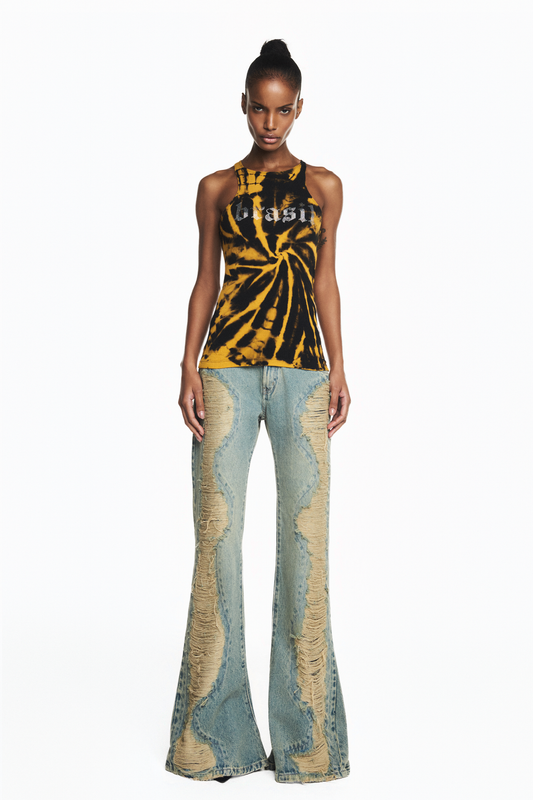 REGATA NADADOR RIB TIE DYE AMARELO BRASIL PEDRAS