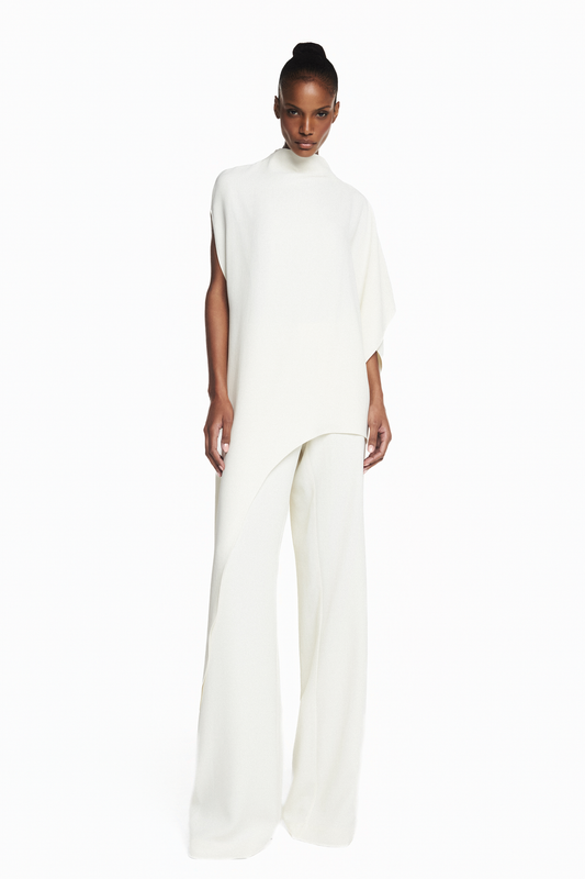 BLUSA KAFTAN ASSIMÉTRICA CREPE HEAVY PATOU OFF WHITE