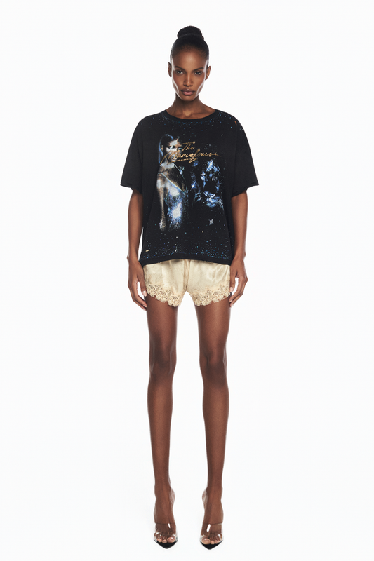SHORTS ELÁSTICO CÓS CETIM LAÇO BEGE RENDA BEGE