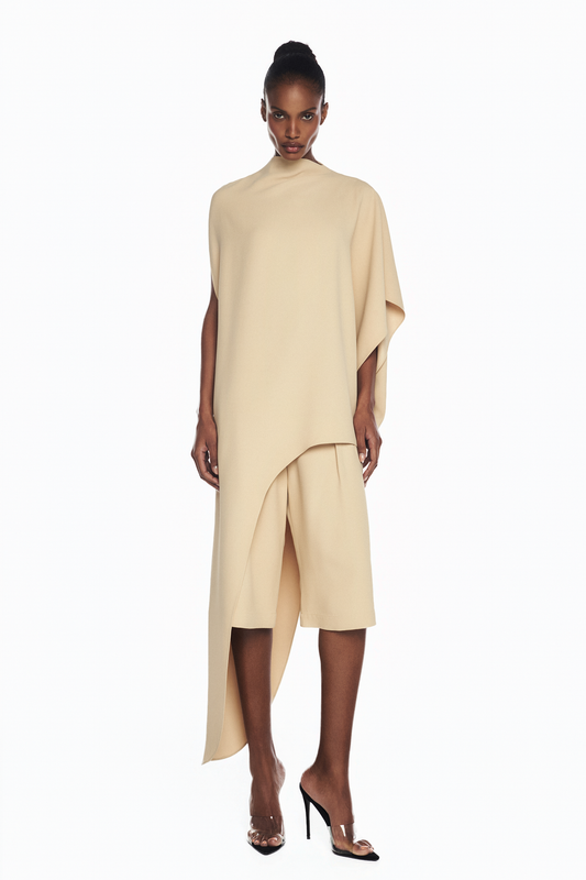 BERMUDA ALFAITARIA CREPE HEAVY PATOU BEGE