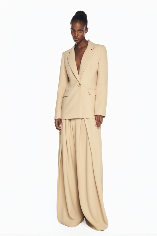 BLAZER ALFAIATARIA ACINTURADO CREPE HEAVY PATOU BEGE
