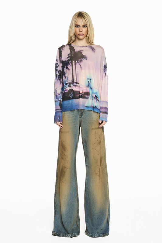 BLUSA MANGA LONGA QUADRADA TULE POODLE