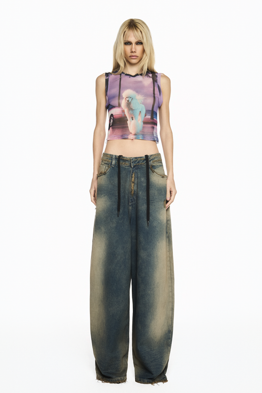 BLUSA SEM MANGA TULE POODLE