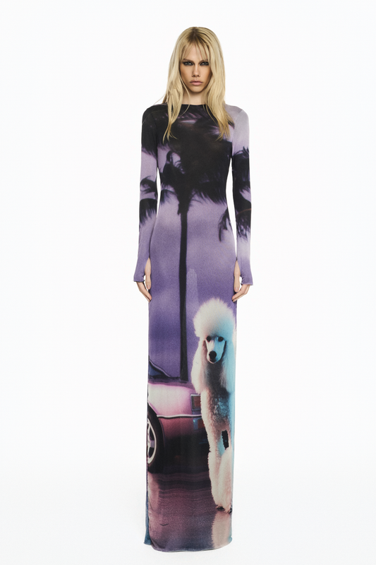 VESTIDO LONGO MANGA LONGA TULE POODLE