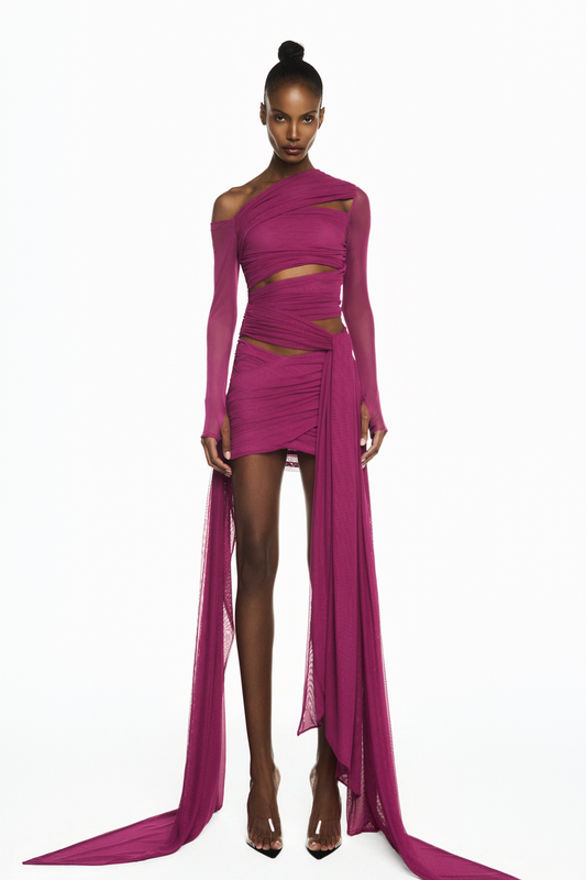 MINI SAIA TRANSPASSES TULE FUCSIA