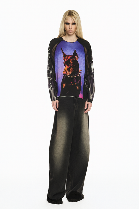 CALÇA JEANS WASHED BLACK PERNA AMPLA BALLOON