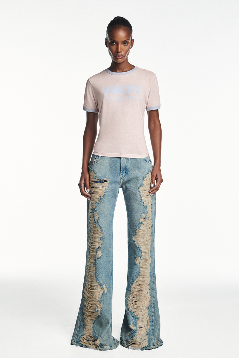 CALÇA JEANS FLARE RASGOS FRONTAIS (8980760527075)