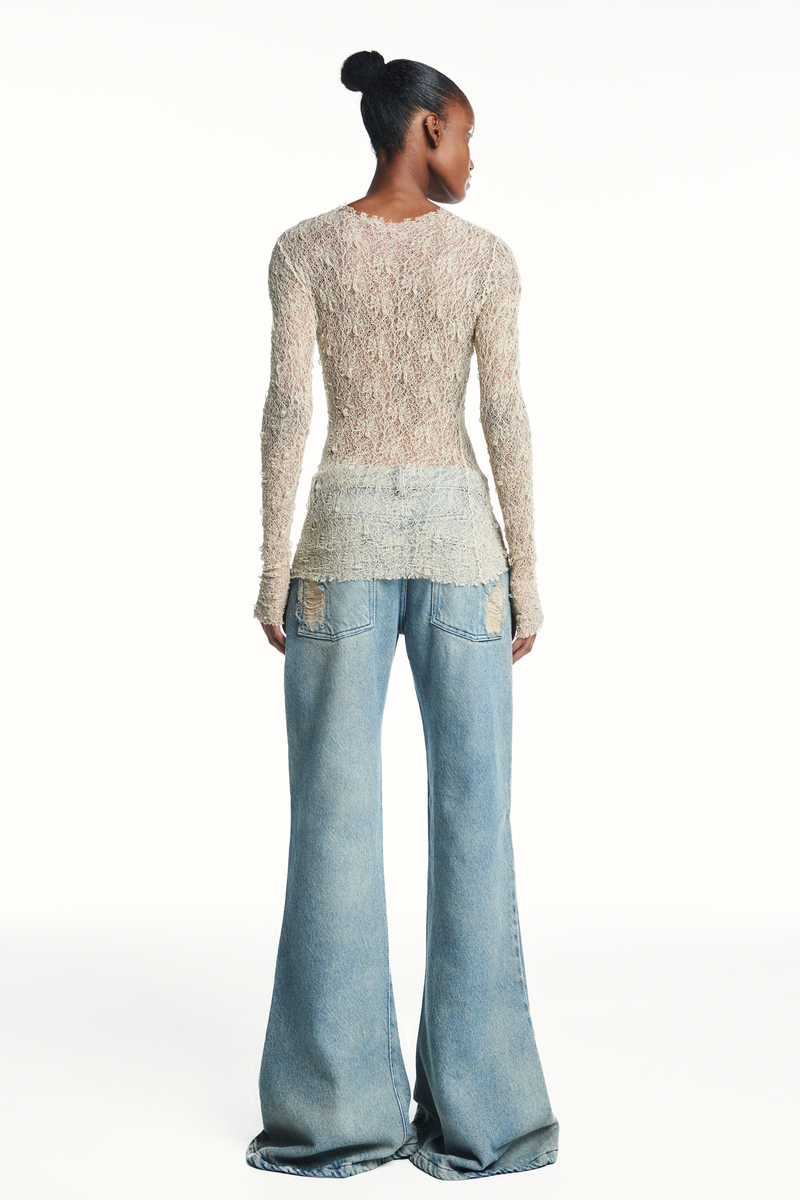 CALÇA JEANS FLARE RASGOS FRONTAIS (8980760527075)