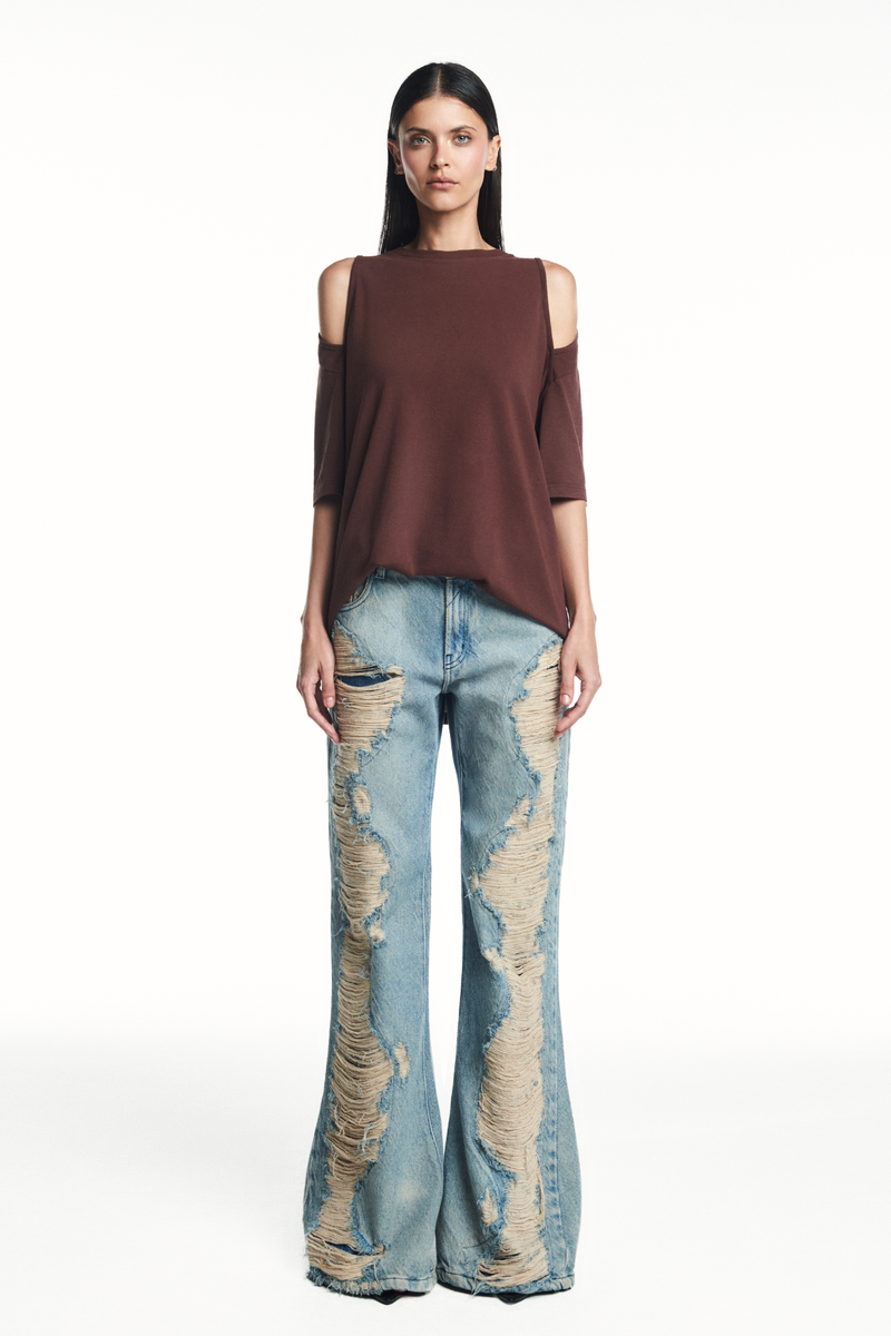 CALÇA JEANS FLARE RASGOS FRONTAIS (8980760527075)