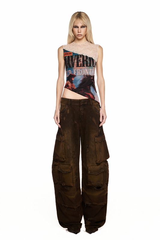 BLUSA SEM MANGA TULE E RENDA MAVERICK FRONTIER