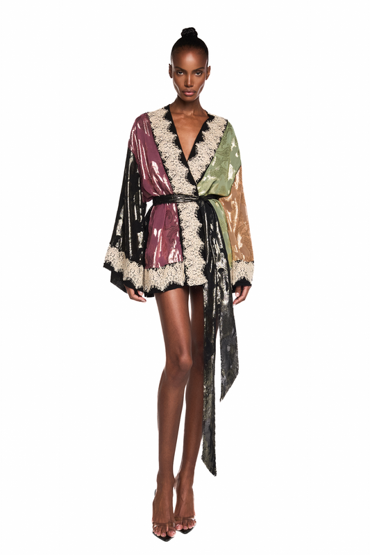 KIMONO PATCHWORK JACQUARD LUREX RENDA