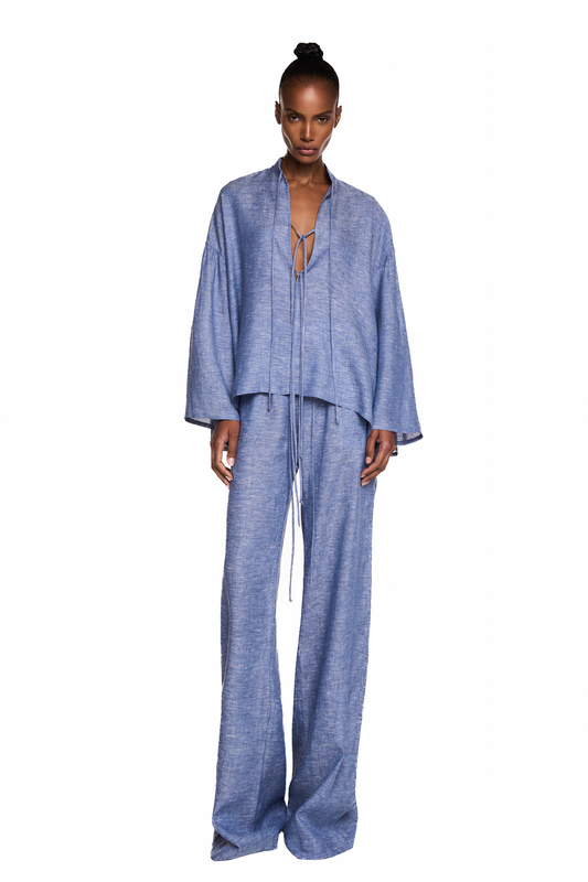 BATA AMARRAÇÕES LINHO AZUL