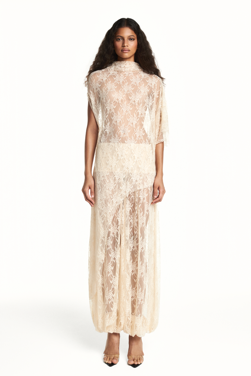 CALÇA PALA LASTEX RENDA BEGE