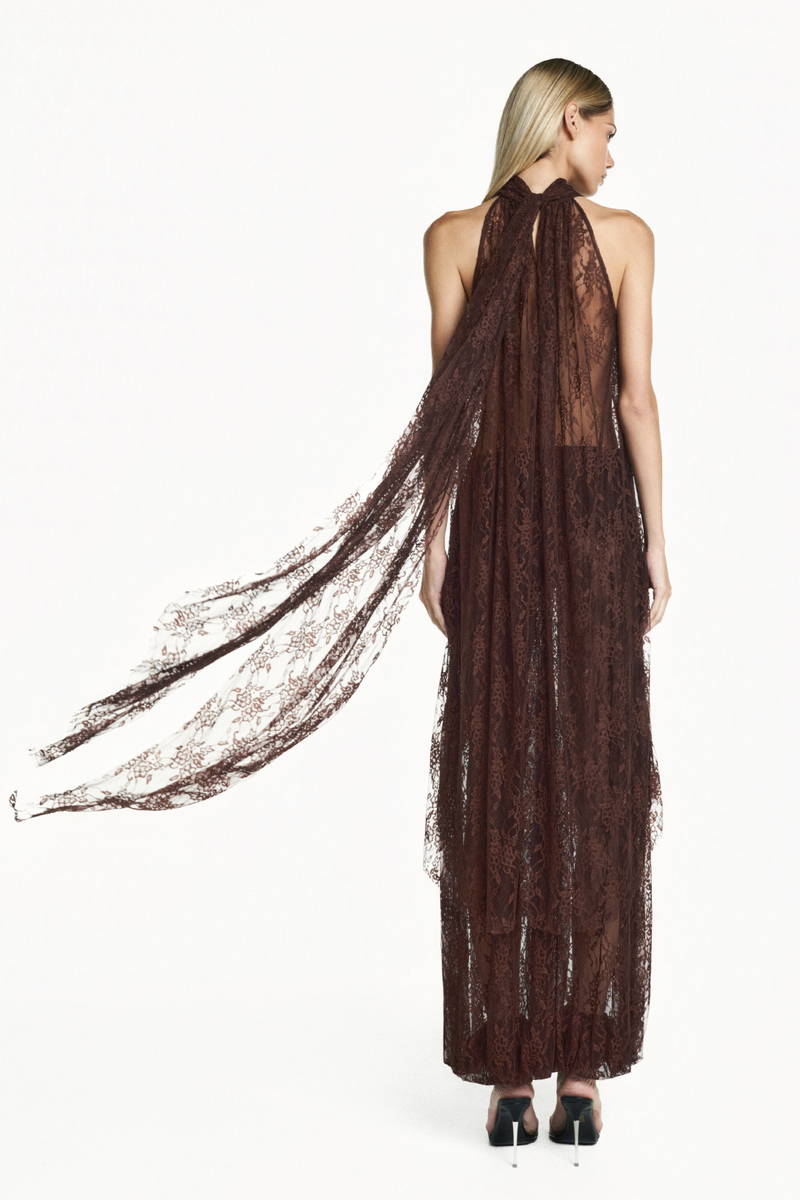 CALÇA PALA LASTEX RENDA MARROM