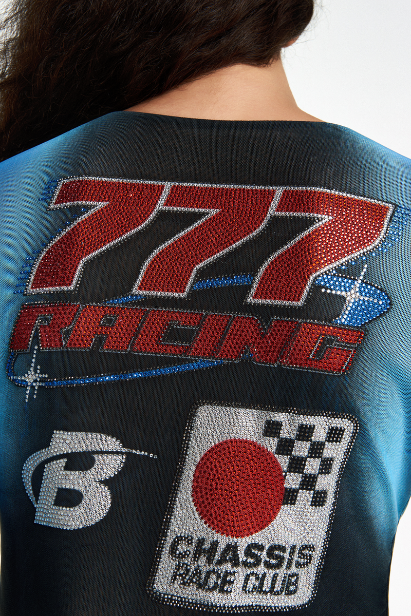 BLUSA CROPPED MANGA LONGA TULE MOTOCROSS PEDRA