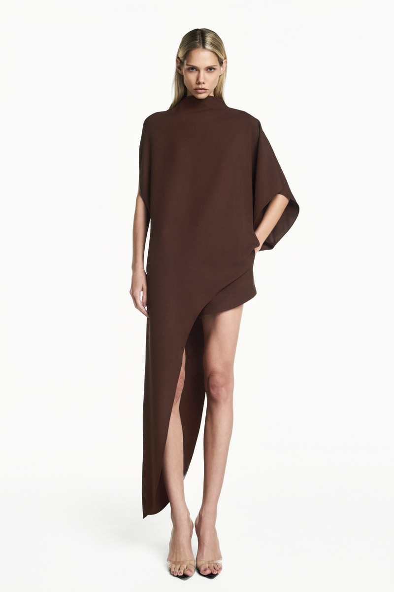 BLUSA KAFTAN ASSIMÉTRICA PATOU MARROM