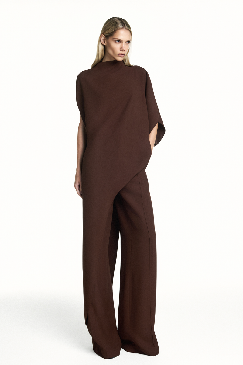 BLUSA KAFTAN ASSIMÉTRICA PATOU MARROM