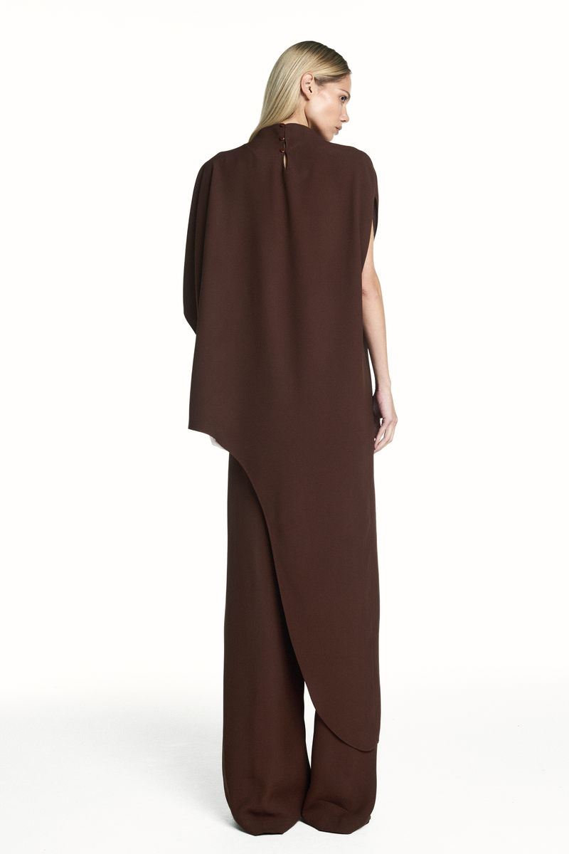 BLUSA KAFTAN ASSIMÉTRICA PATOU MARROM