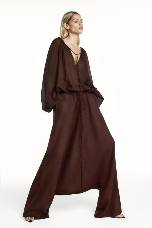 CALÇA SARUEL LINHO MARROM